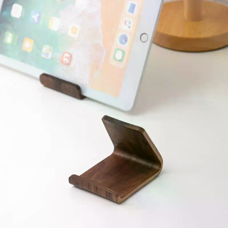 Display Stand Wood - ที่วางโทรศัพท์ไม้วอลนัทตกแต่งโต๊ะทำงานที่บ้าน ดีไซน์สร้างสรรค์ ชั้นวางนามบัตรไม้เอนกประสงค์สำหรับโต๊ะทำงาน