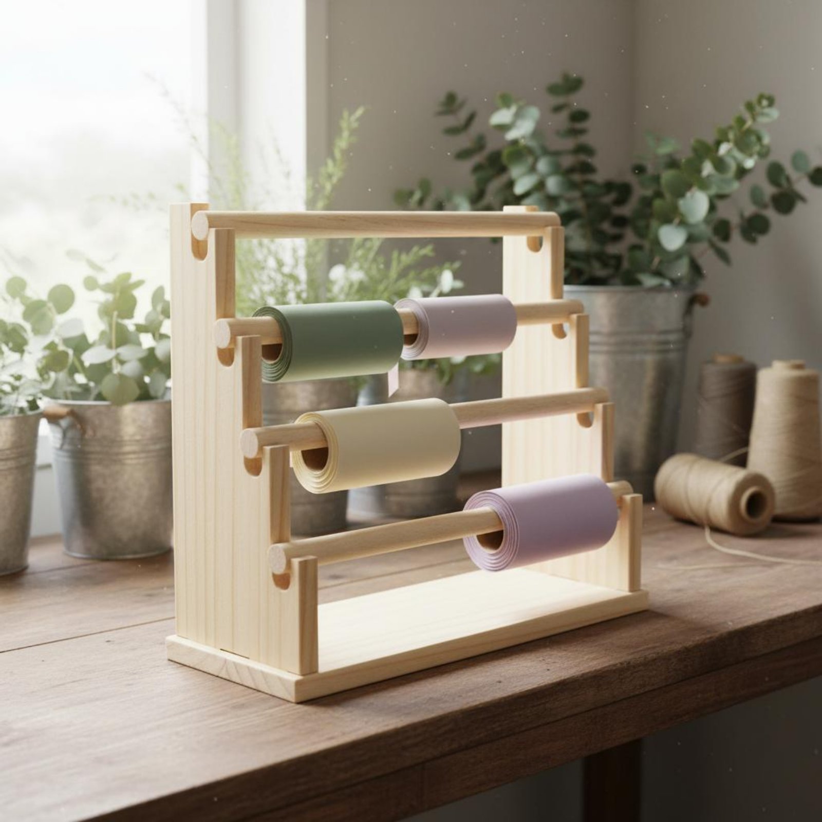 Display Stand Wood - ชั้นวางเครื่องประดับตั้งโต๊ะ ไม้ธรรมชาติ ชั้นวางยางรัดผมแบบหลายชั้น ที่เก็บยางรัดผมไม้ แข็งแรง ทนทาน