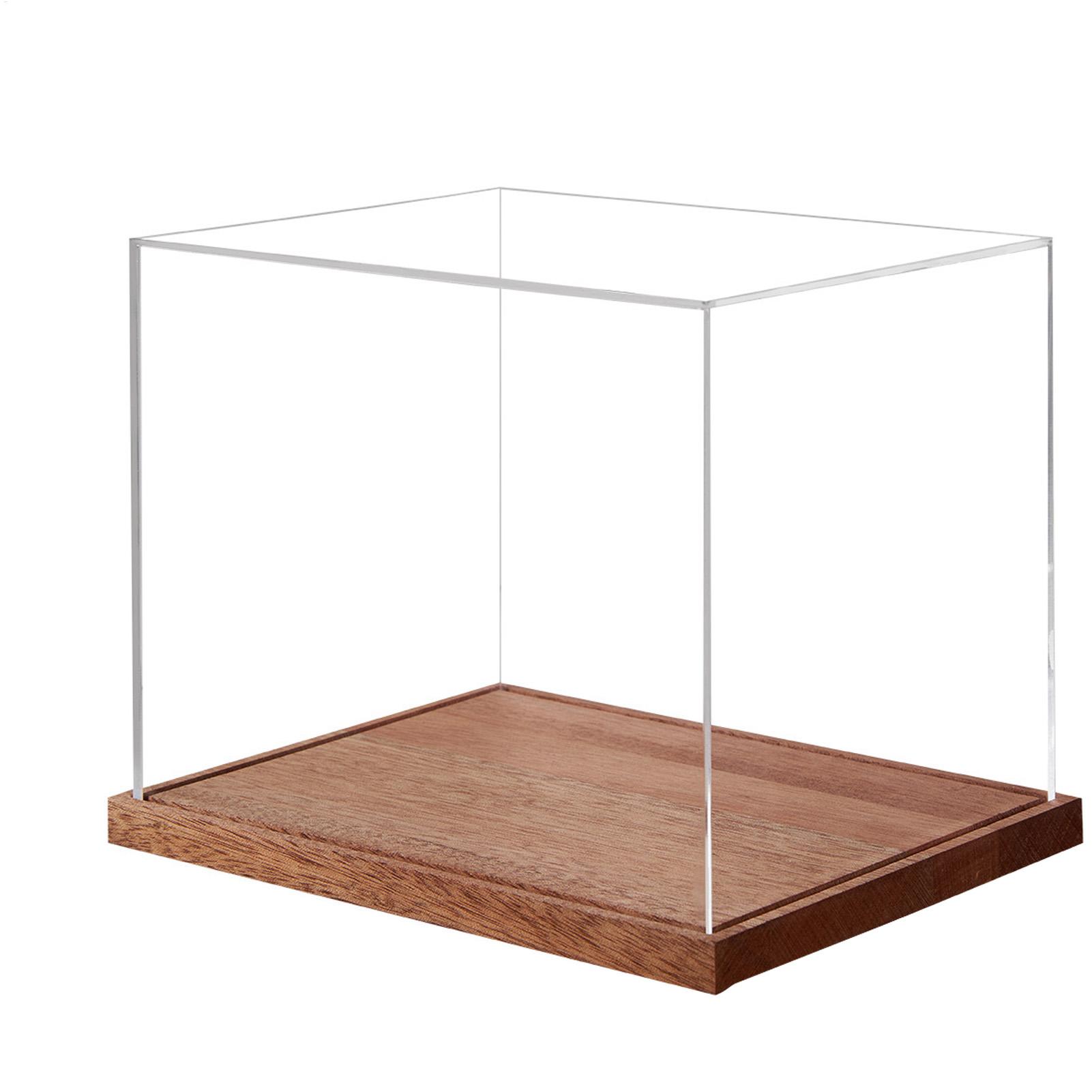 Display Stand Wood - กล่องใส่หมวกกันน็อคฟุตบอลแบบใสพร้อมขาตั้งไม้ กล่องโชว์หมวกกันน็อคฟุตบอลขนาดเต็มสำหรับของสะสมกีฬา เบสบอล ฮอกกี้