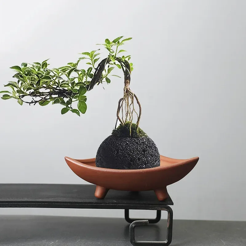Japanese Garden Bonsai - กระถางต้นไม้เซรามิคส่วนบุคคลสำหรับพืชไม้ไผ่ภูมิทัศน์ในร่มสีม่วงตกแต่ง panci Tanah liat