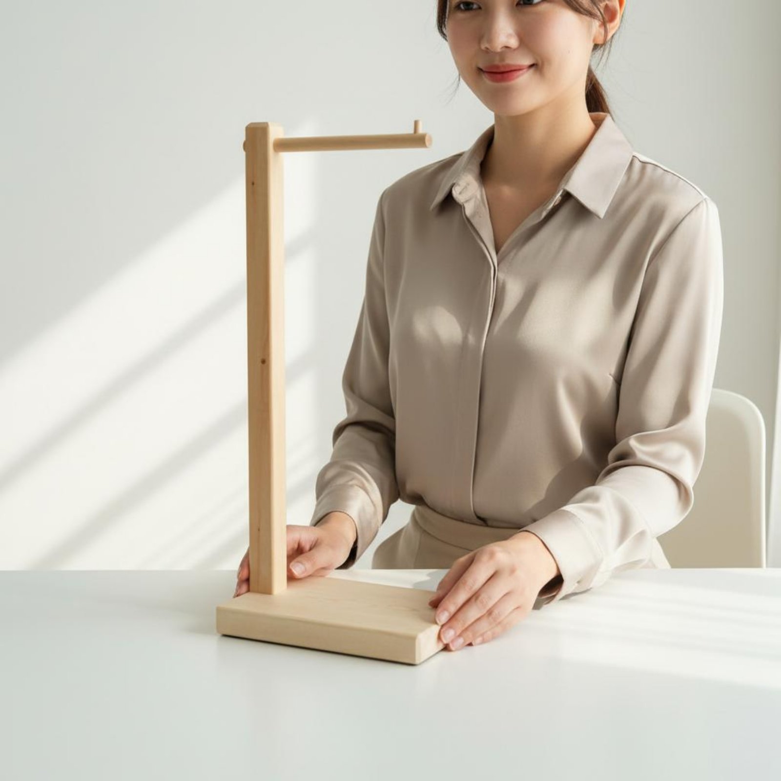 Display Stand Wood - ขาตั้งกระเป๋าไม้แท้ ฐานแข็งแรง ที่แขวนกระเป๋าแบบตั้งโต๊ะ ใช้งานได้หลากหลาย จัดเก็บของใช้ในบ้าน ประกอบง่าย