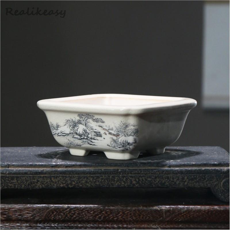 กระถางเซรามิกใส่ดอกไม้สีม่วงขน - Japanese Garden Bonsai บทวิจารณ์และราคา