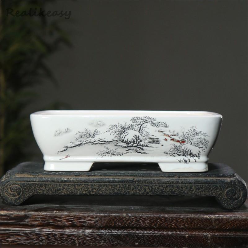 กระถางเซรามิกใส่ดอกไม้สีม่วงขน - Japanese Garden Bonsai บทวิจารณ์และราคา
