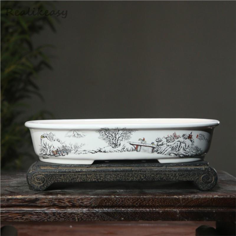 กระถางเซรามิกใส่ดอกไม้สีม่วงขน - Japanese Garden Bonsai บทวิจารณ์และราคา
